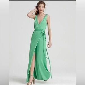 Diane von Furstenberg Yazhi Green Silk True Wrap Maxi Sleeveless Dress sz 6